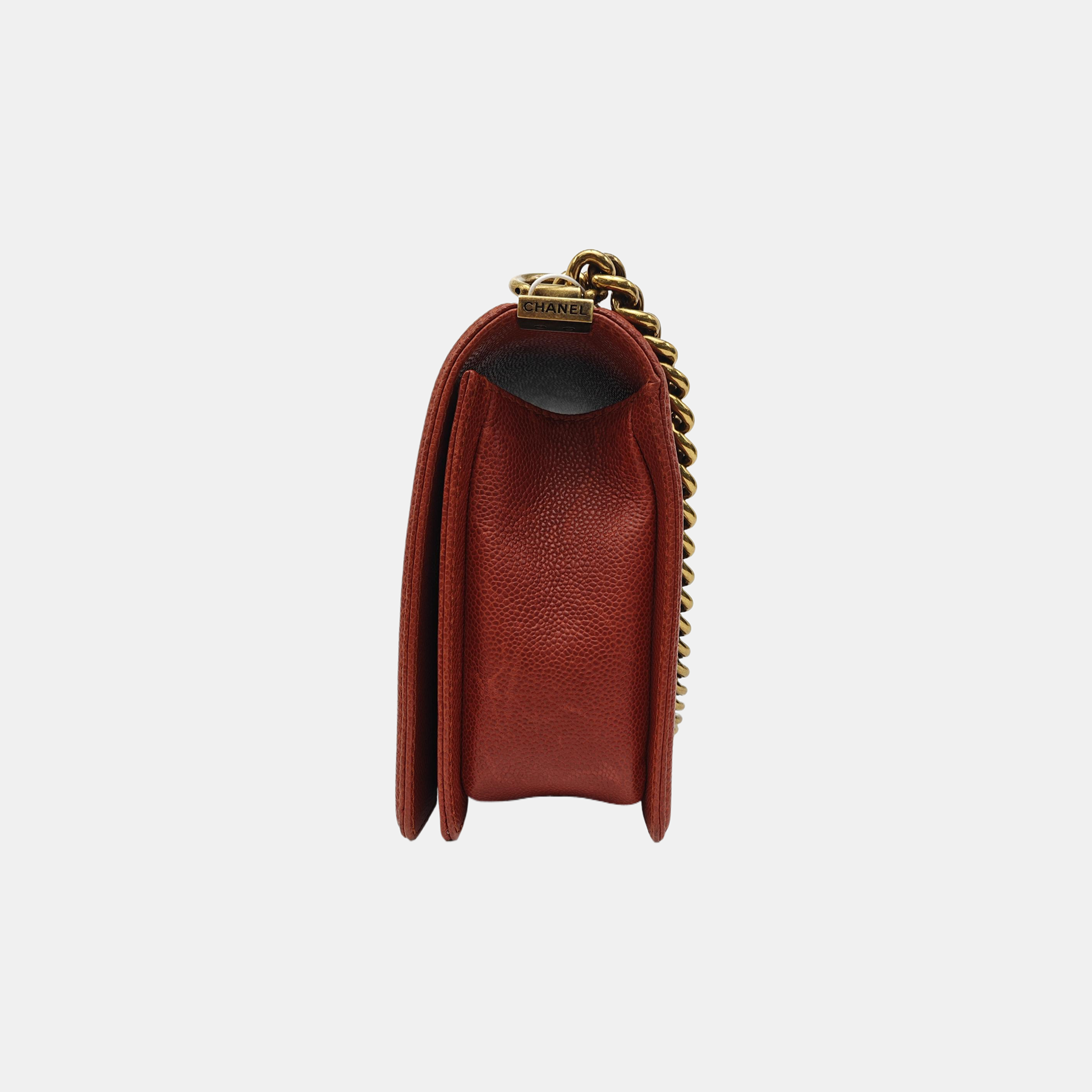 BOY CHANEL Large Quilted Grained Calfskin Red
