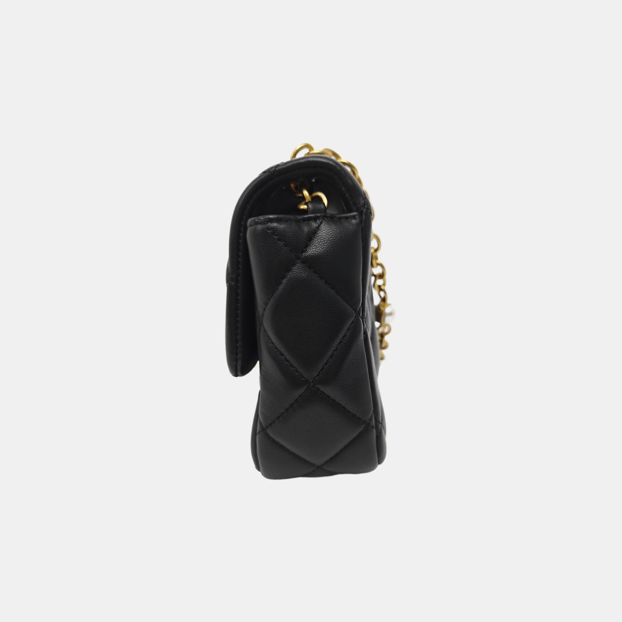 Quilted Lambskin Shoulder Bag Mini Black