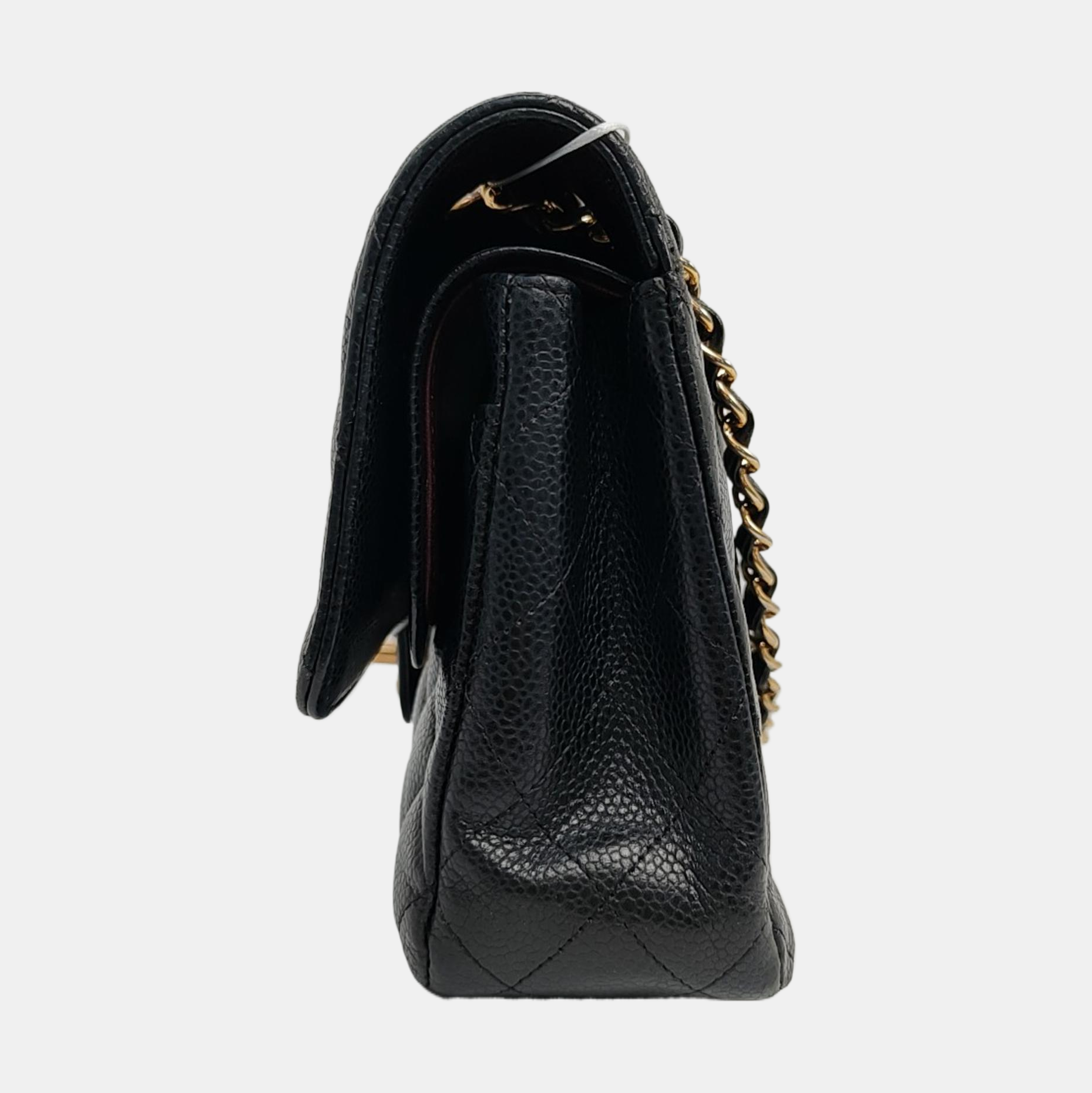 CLASSIC FLAP Medium Quilted Grained Calfskin Black
