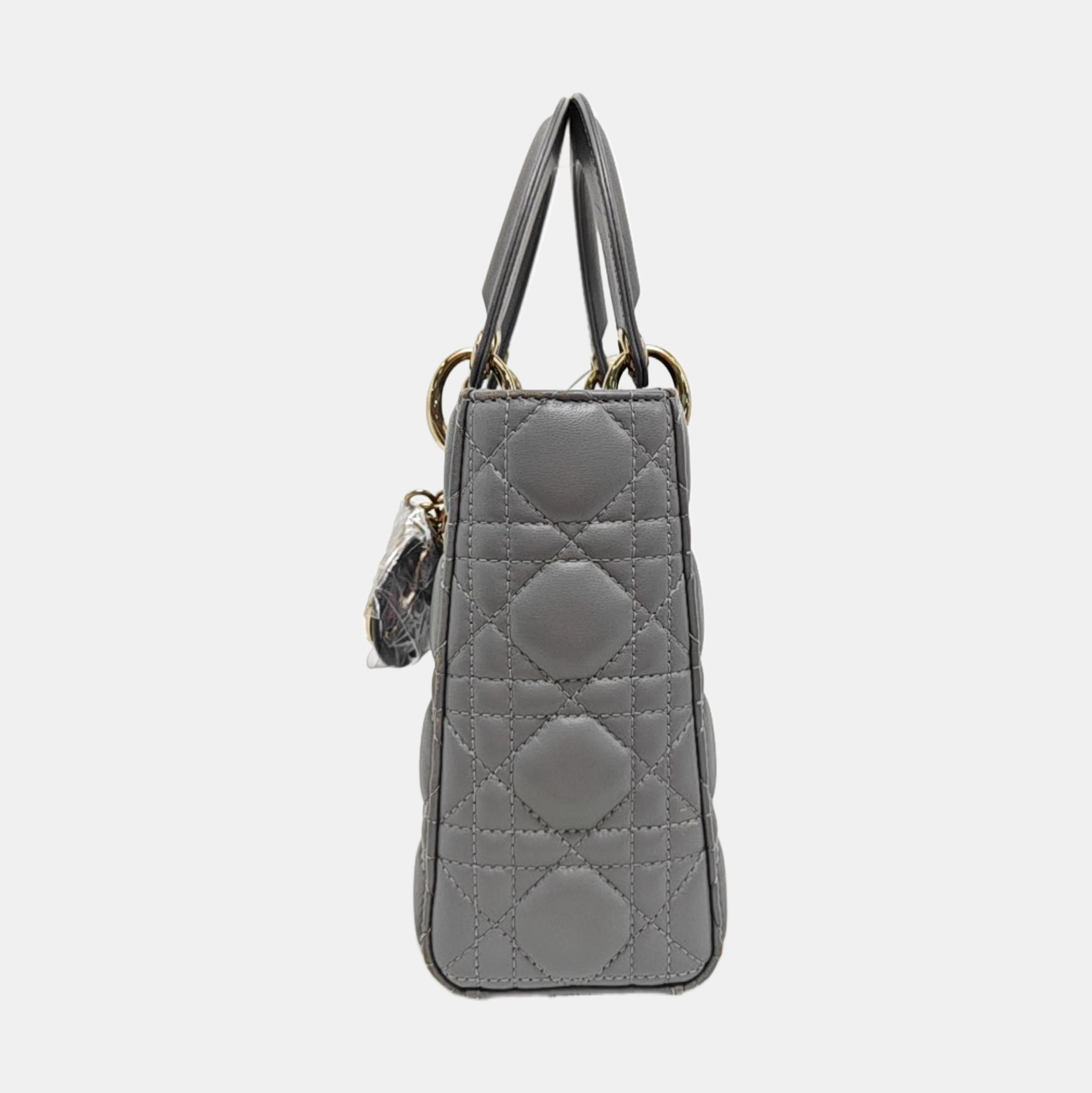 Lady Dior Small Cannage Lambskin Gray