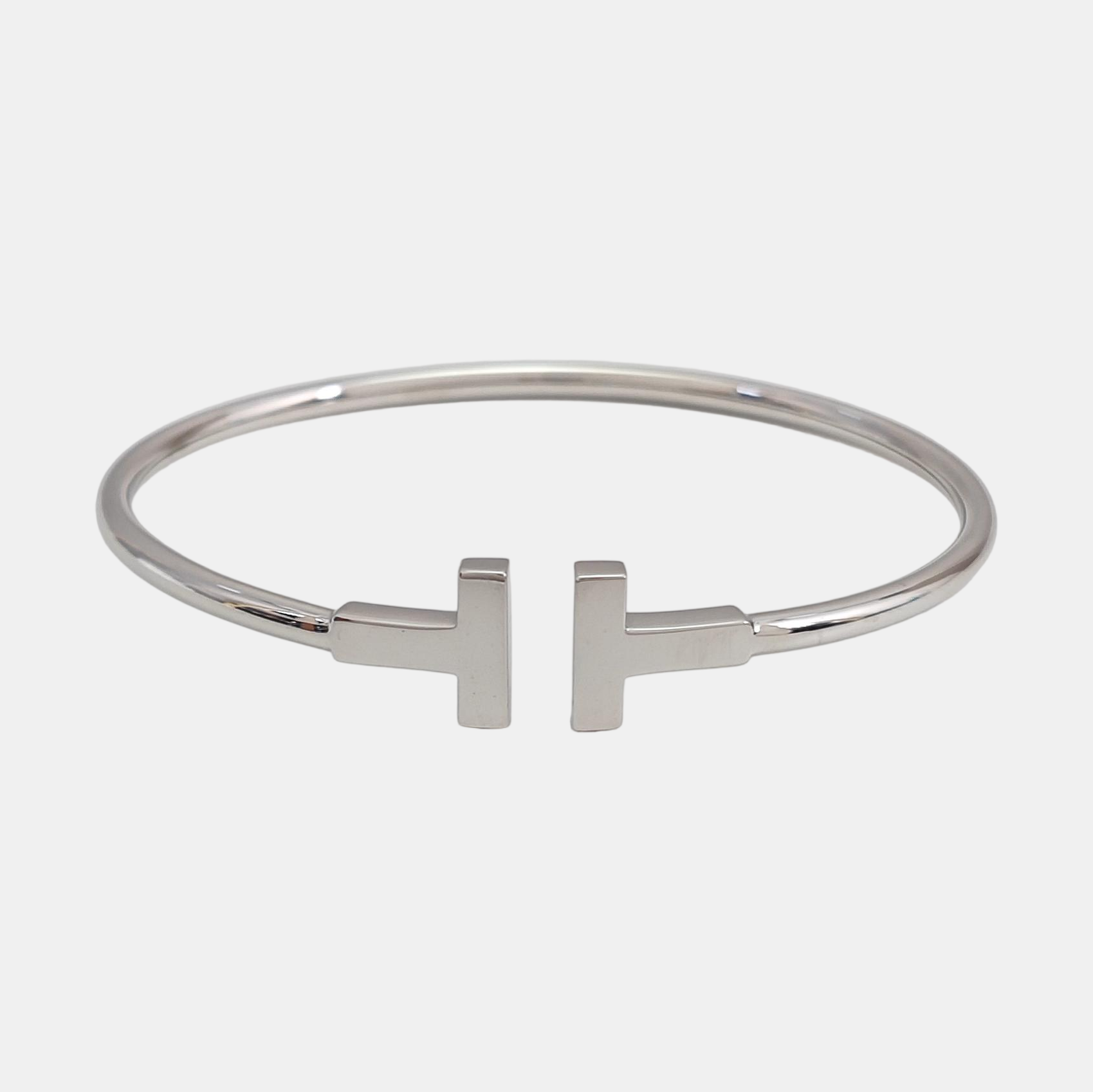 Tiffany T 18k White Gold Silver Bangle