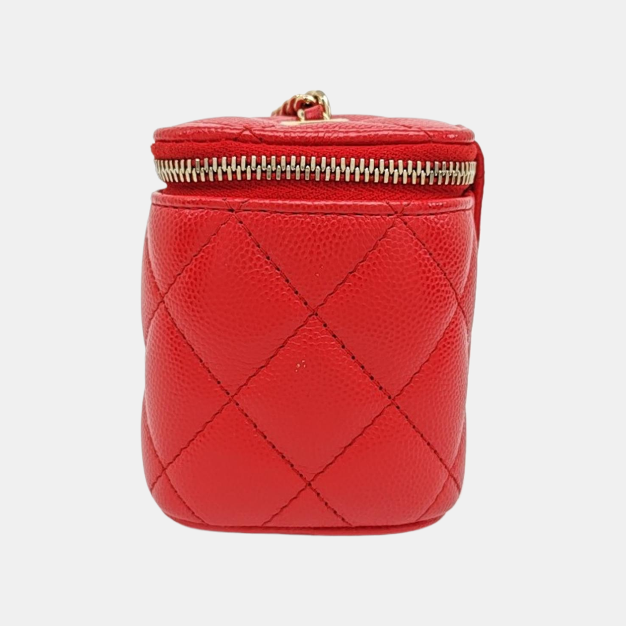 VANITY CASE Mini Quilted Lambskin Red