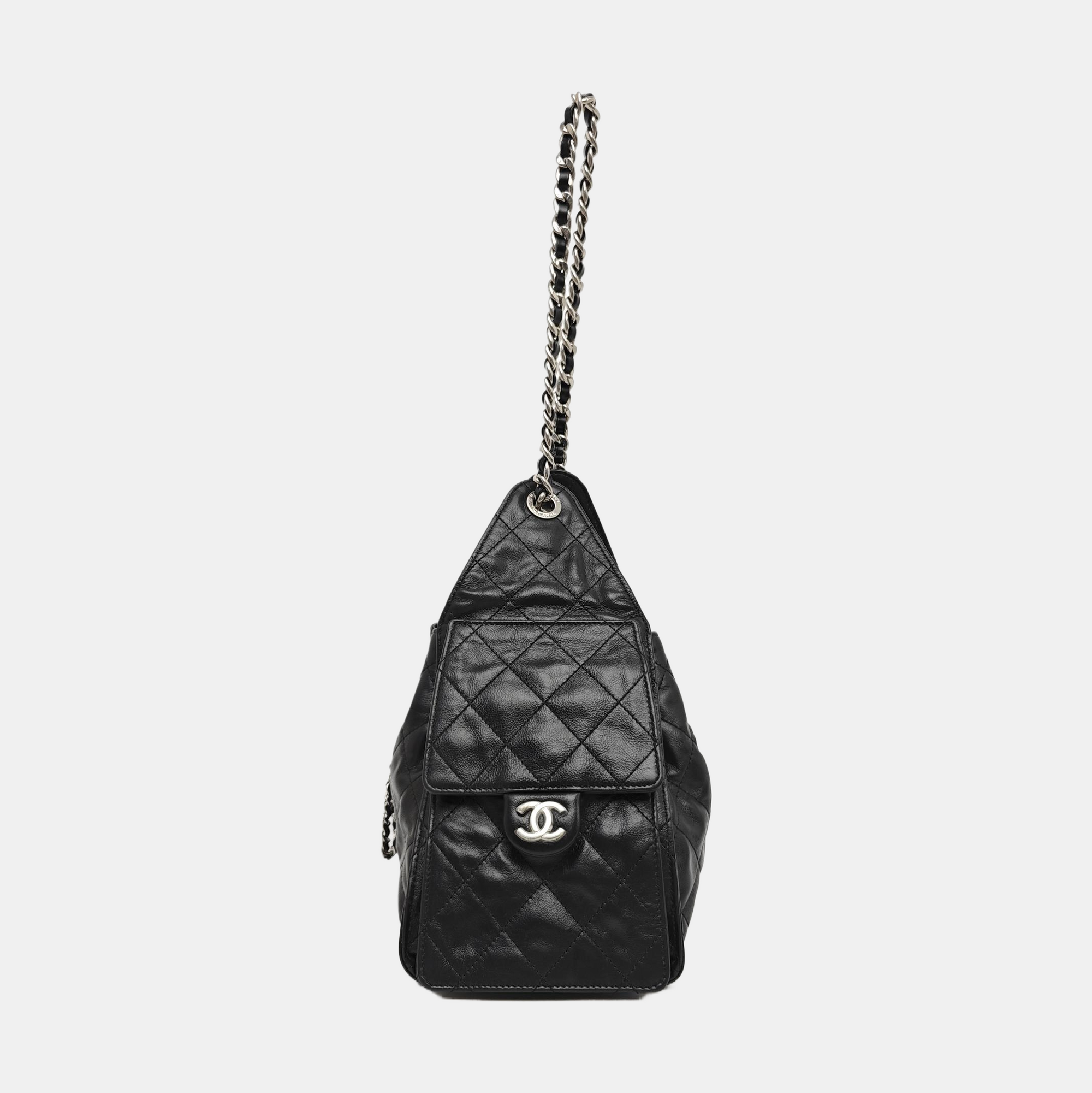 CHANEL 25 Small Quilted Calfskin Black