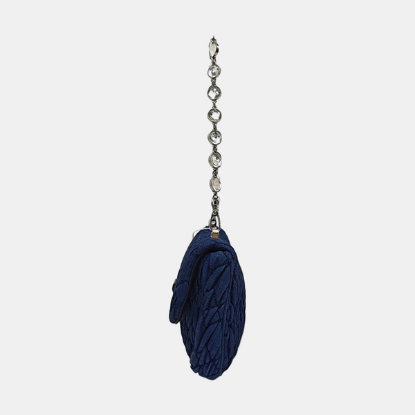 Quilted Fabric Shoulder Bag Blue