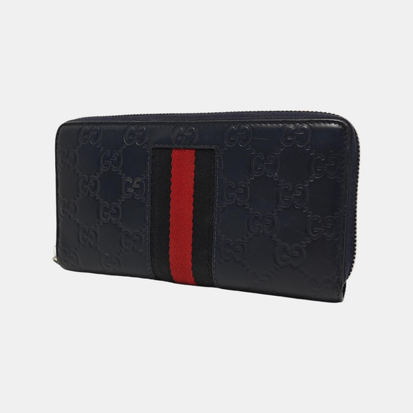Signature Monogram Calfskin Blue Wallet
