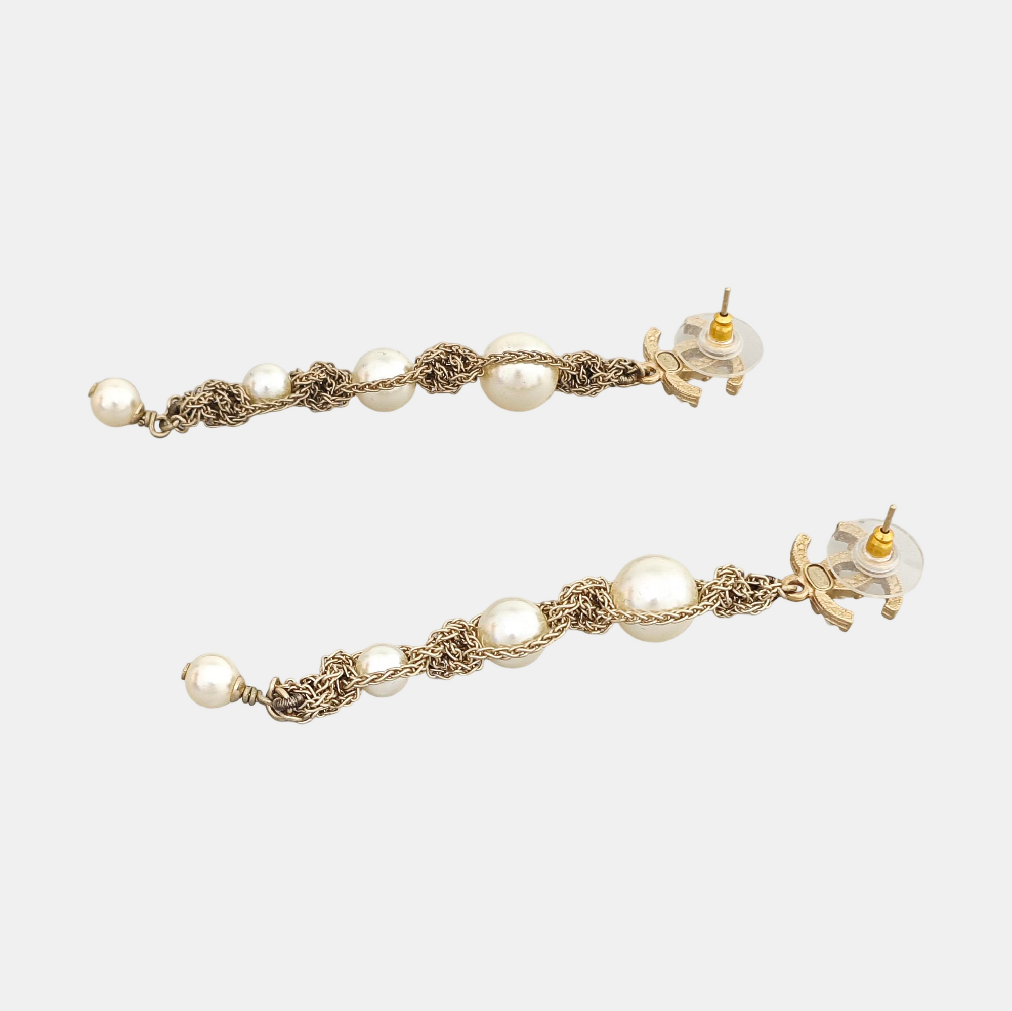 CC Logo Metal Gold Stud Earrings
