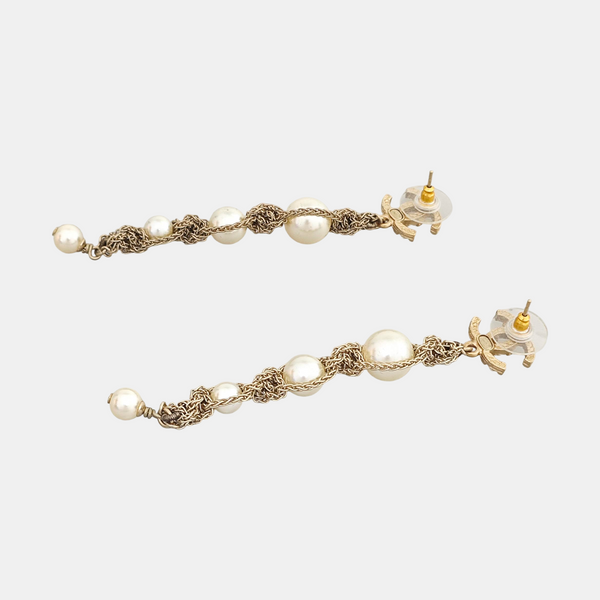 CC Logo Metal Gold Stud Earrings
