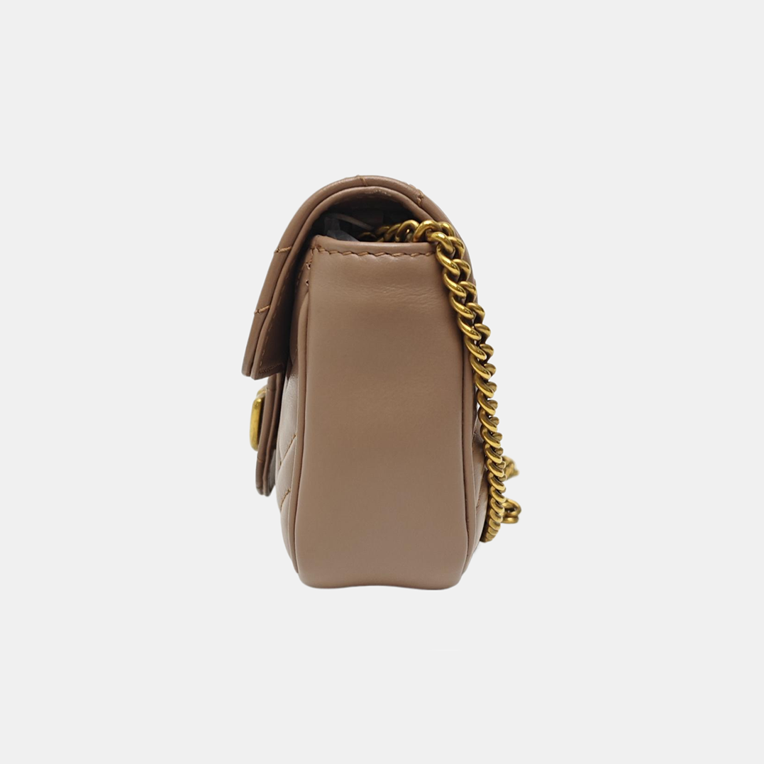 GG Marmont Mini Quilted Calfskin Beige
