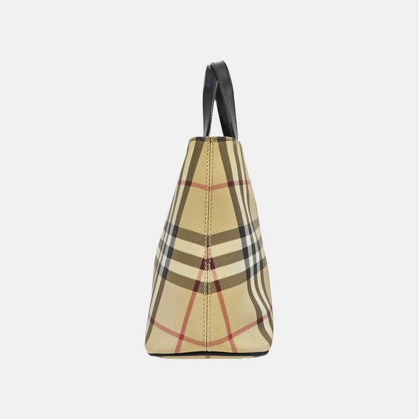 Coated Canvas Top Handle Bag Beige