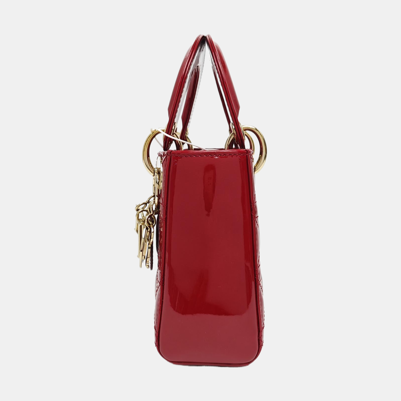 Lady Dior Mini Cannage Patent Calfskin Red