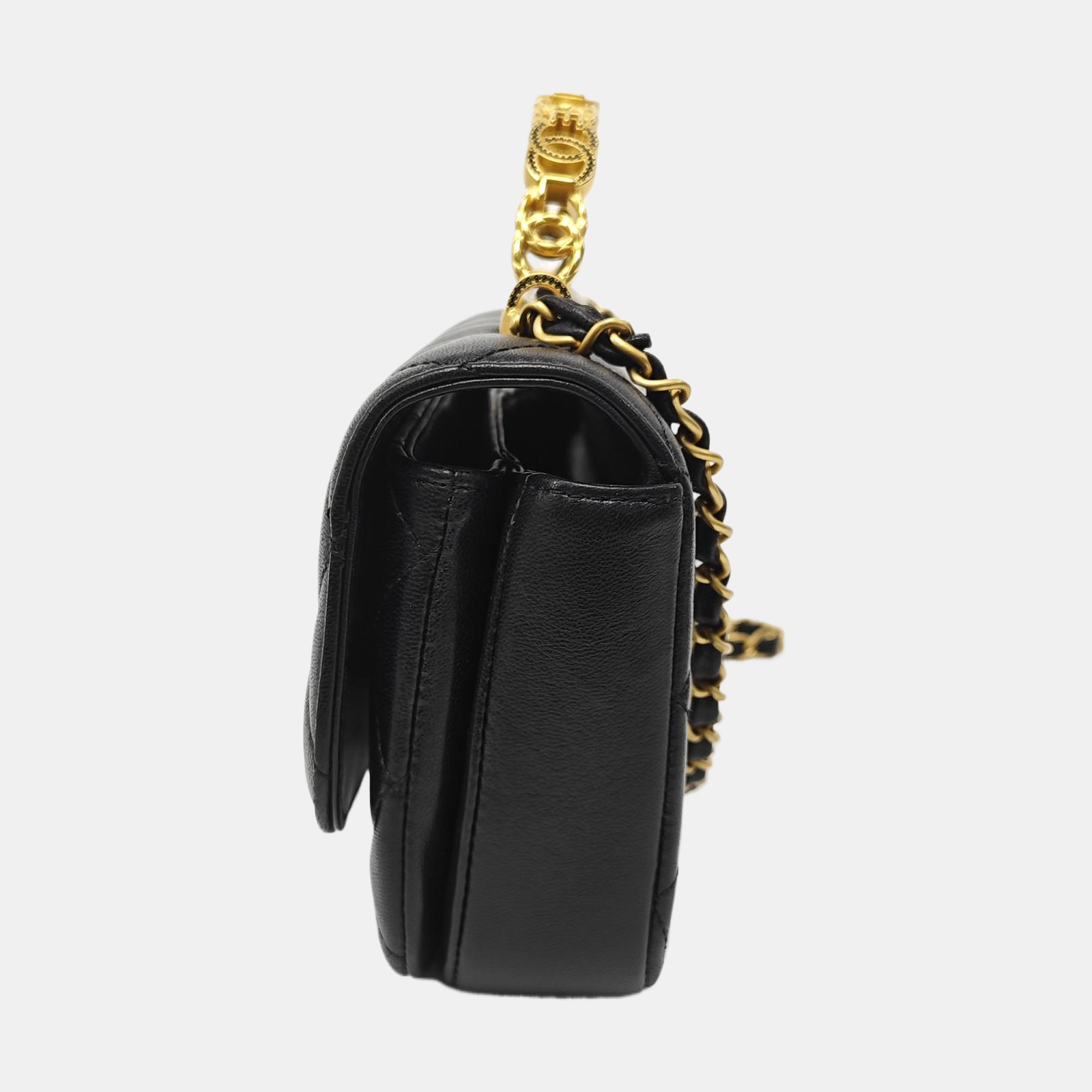 Quilted Lambskin Shoulder Bag Mini Black