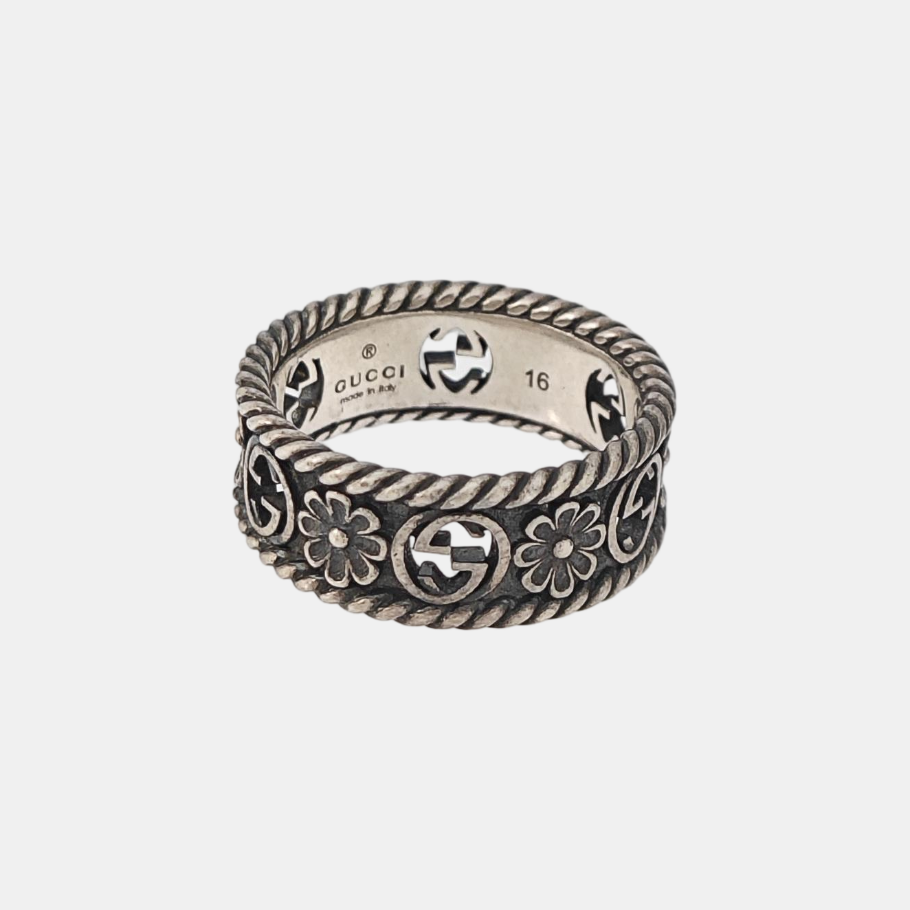Interlocking G 925 Sterling Silver Ring HK 16