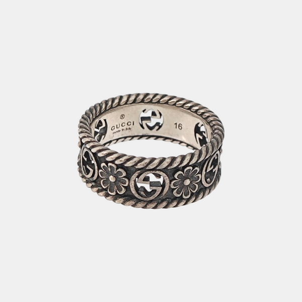 Interlocking G 925 Sterling Silver Ring HK 16