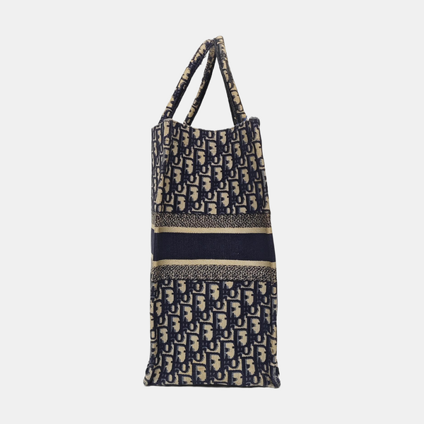 Book Tote Large Oblique Canvas Blue