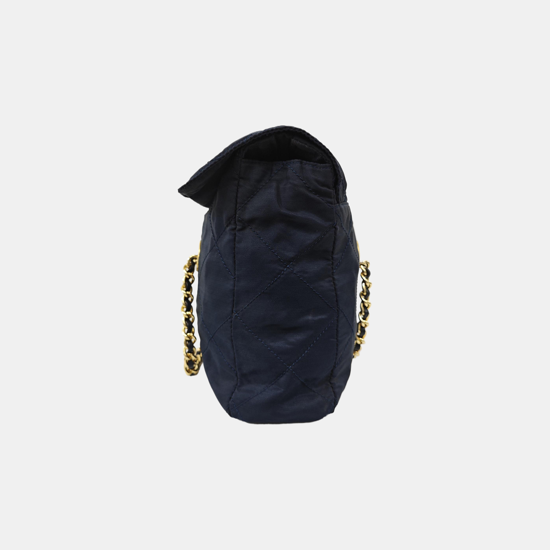 Quilted Nylon Shoulder Bag Blue