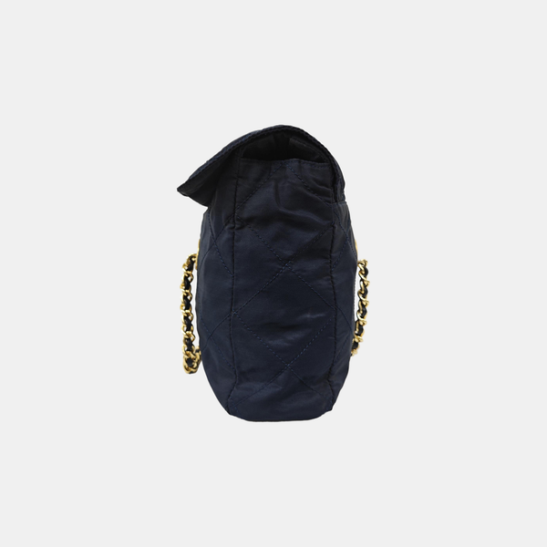 Quilted Nylon Shoulder Bag Blue