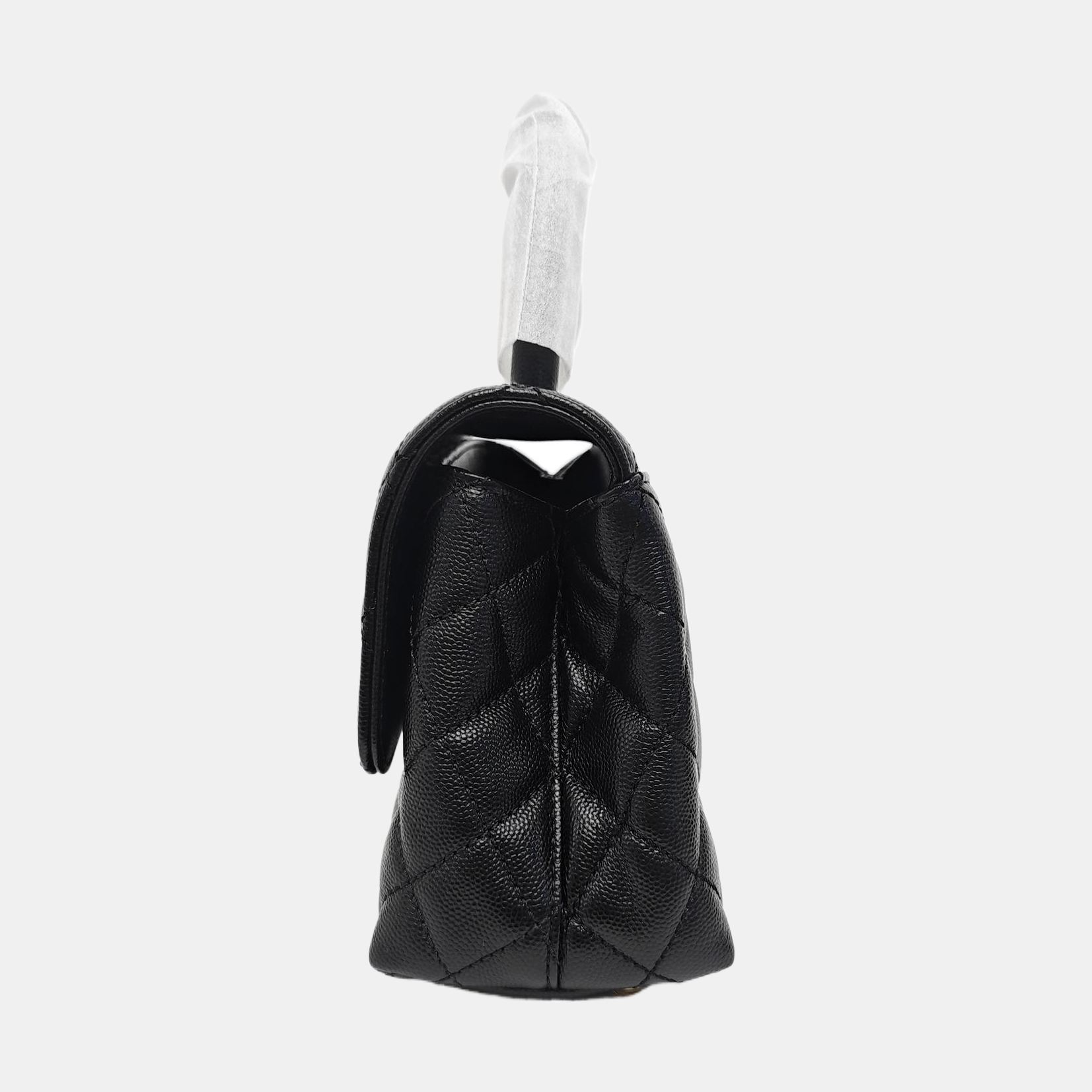 COCO HANDLE Small Quilted Grained Calfskin Black
