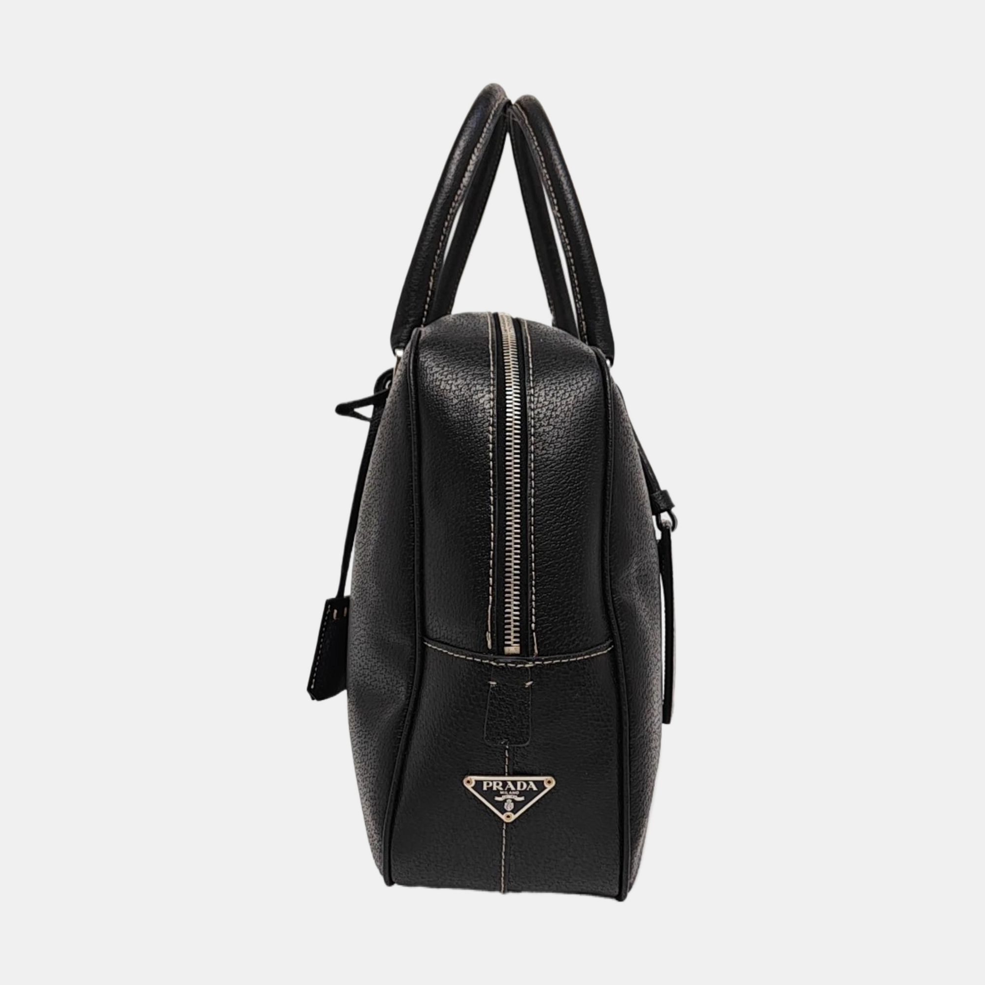 Calfskin Top Handle Bag Black