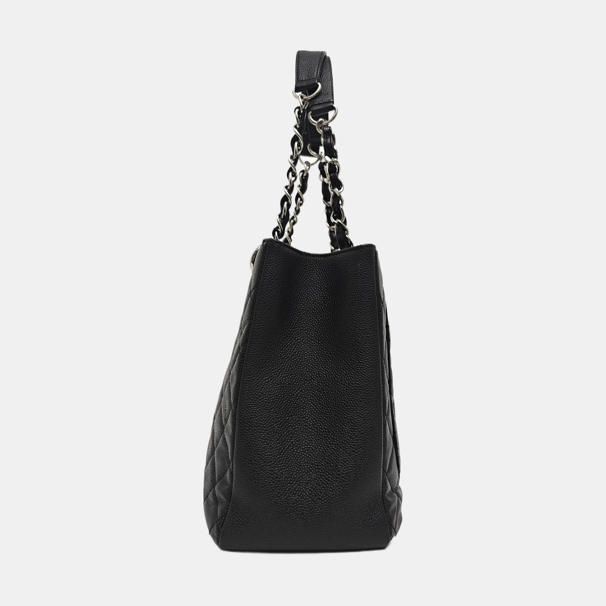 CHANEL GST Large Quilted Grained Calfskin Black