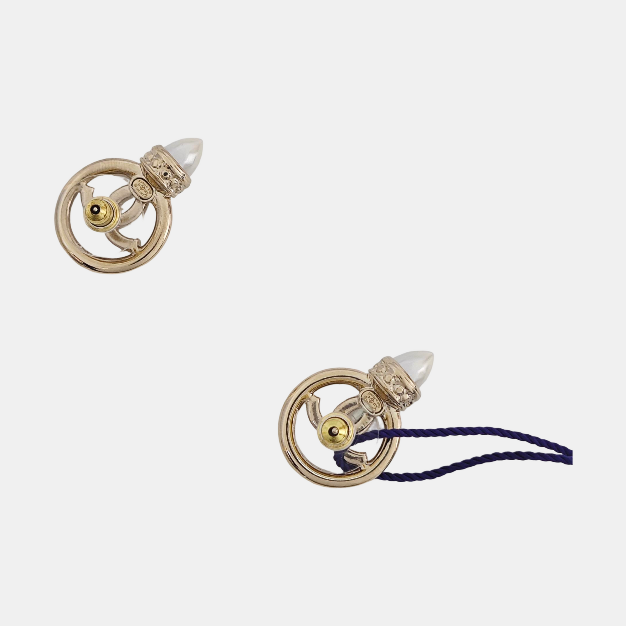 CC Logo Metal Gold Stud Earrings