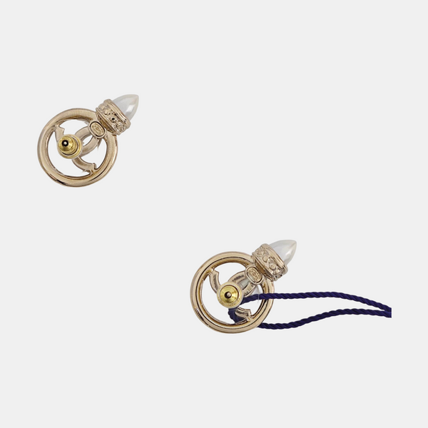 CC Logo Metal Gold Stud Earrings