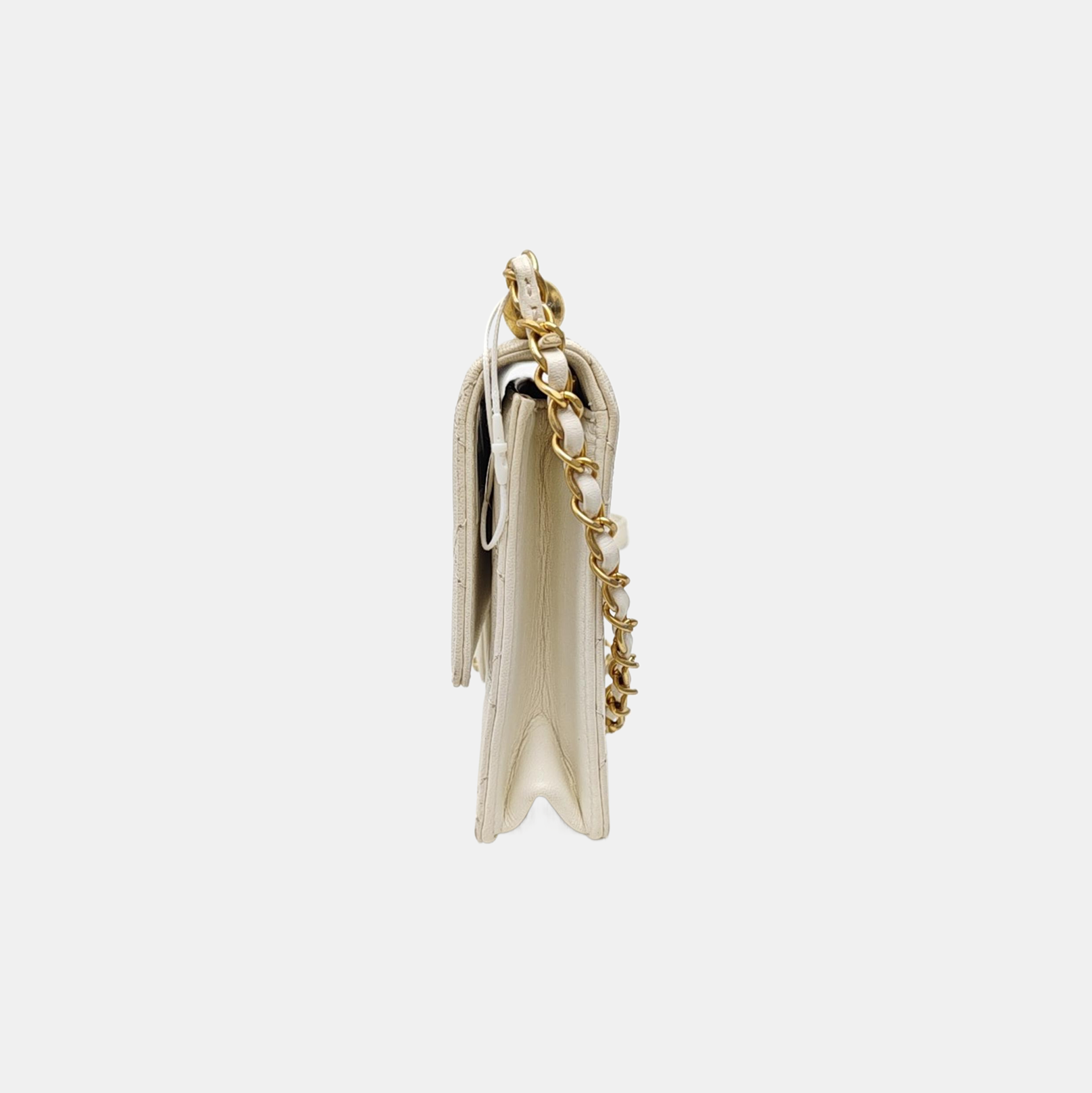CLASSIC VERTICAL PEARL Quilted Lambskin White
