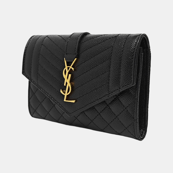 ENVELOPE Small Quilted Calfskin Black Wallet
