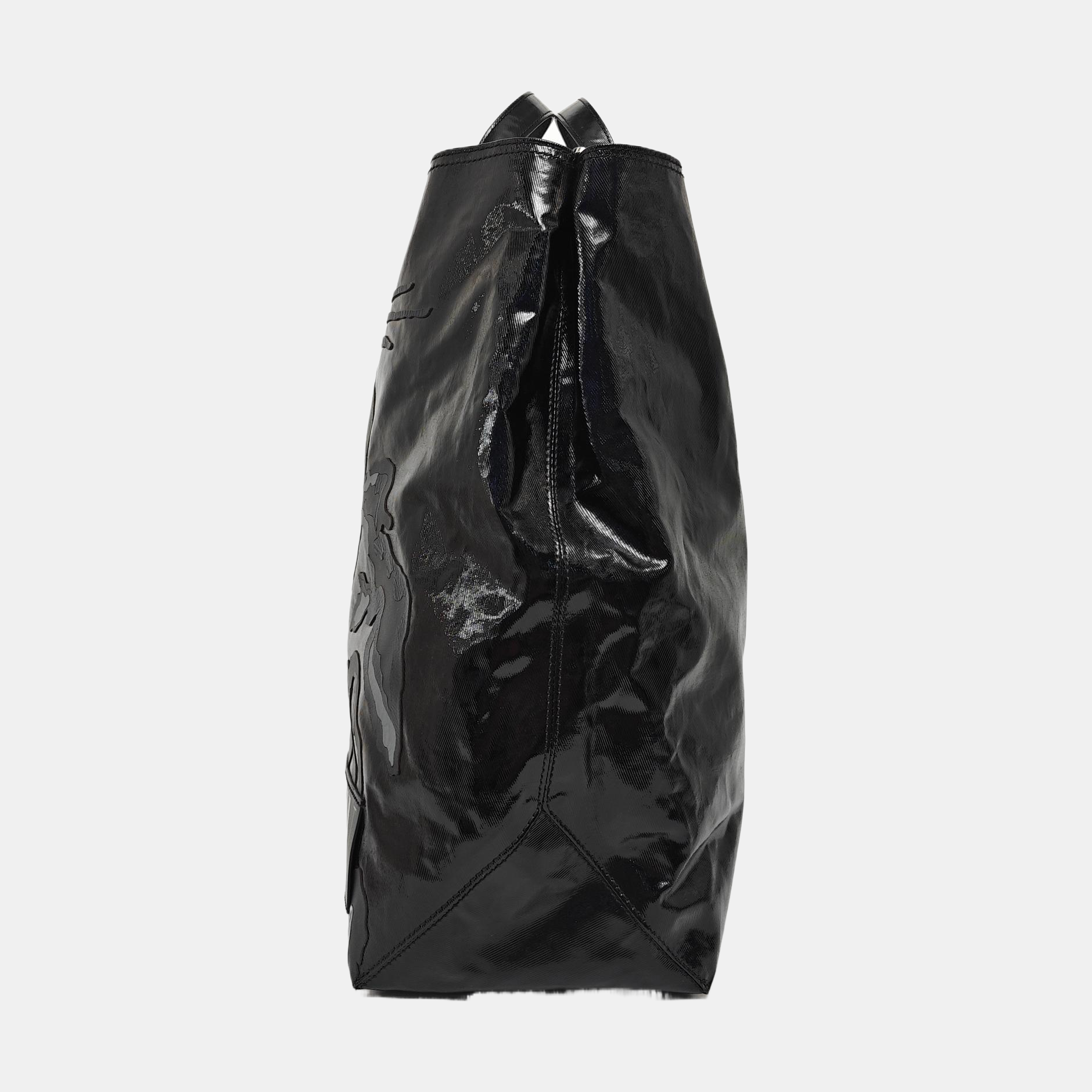 Coated Canvas Tote Bag Black