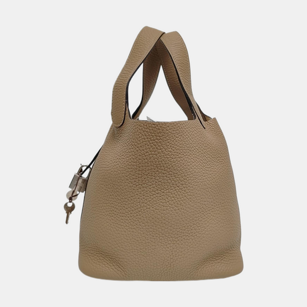 Authenticated pre-owned  Picotin Lock 18 Clemence Beige - Bucket Bag at Looply