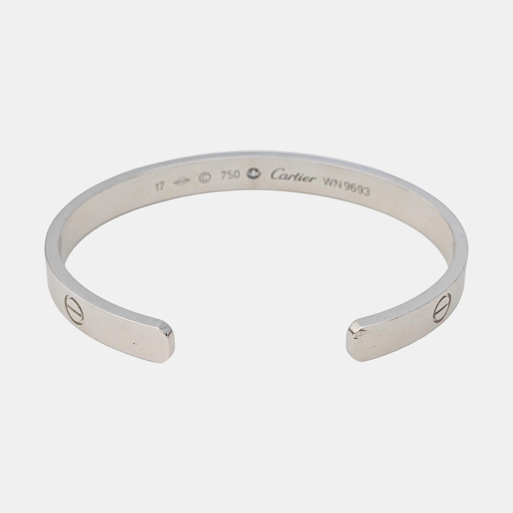 LOVE 18k White Gold Silver Bangle