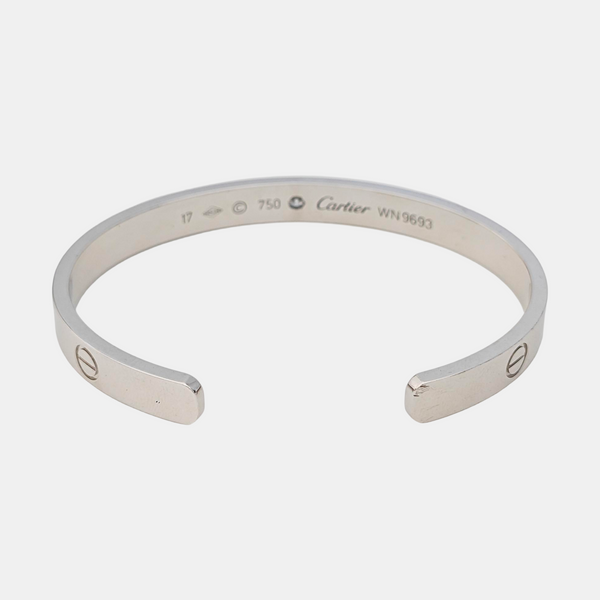 LOVE 18k White Gold Silver Bangle