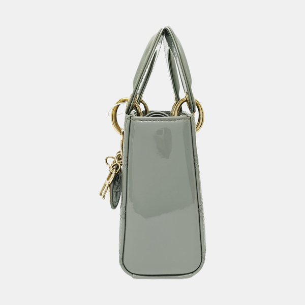 Lady Dior Mini Cannage Patent Leather Green