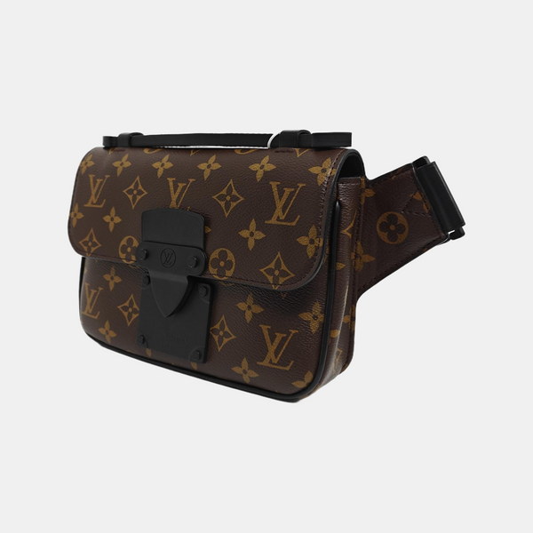 S LOCK Monogram Coated Canvas Brown
