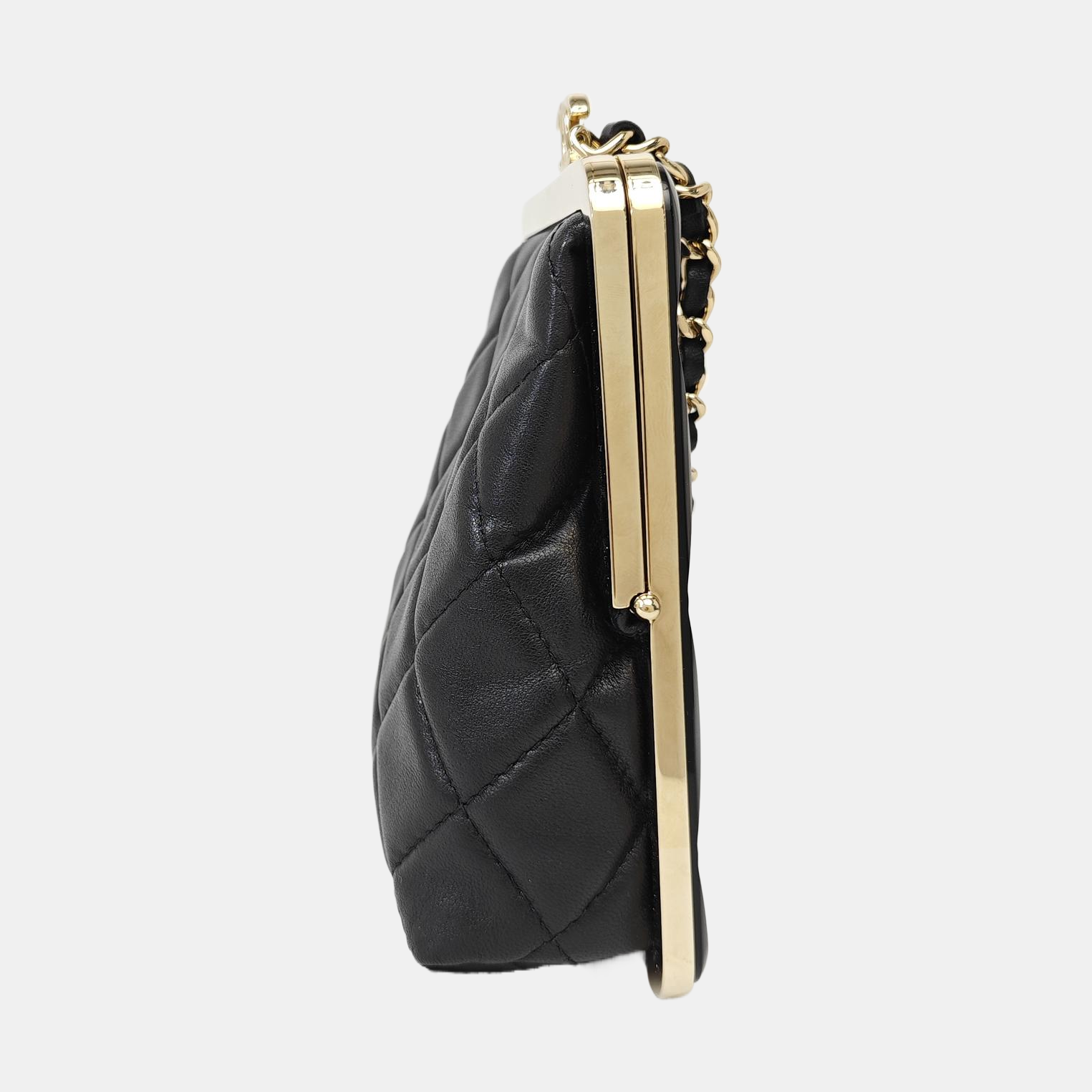 Quilted Lambskin Shoulder Bag Black