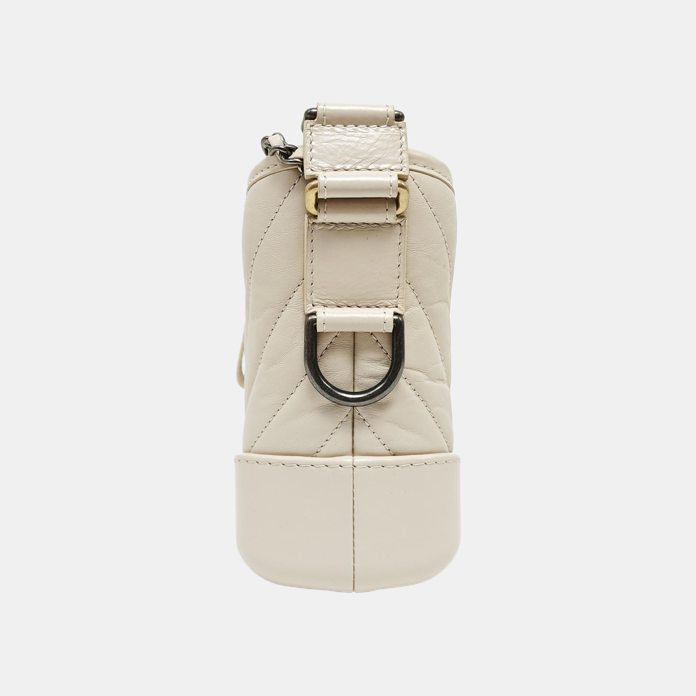 GABRIELLE Small Chevron Calfskin Beige