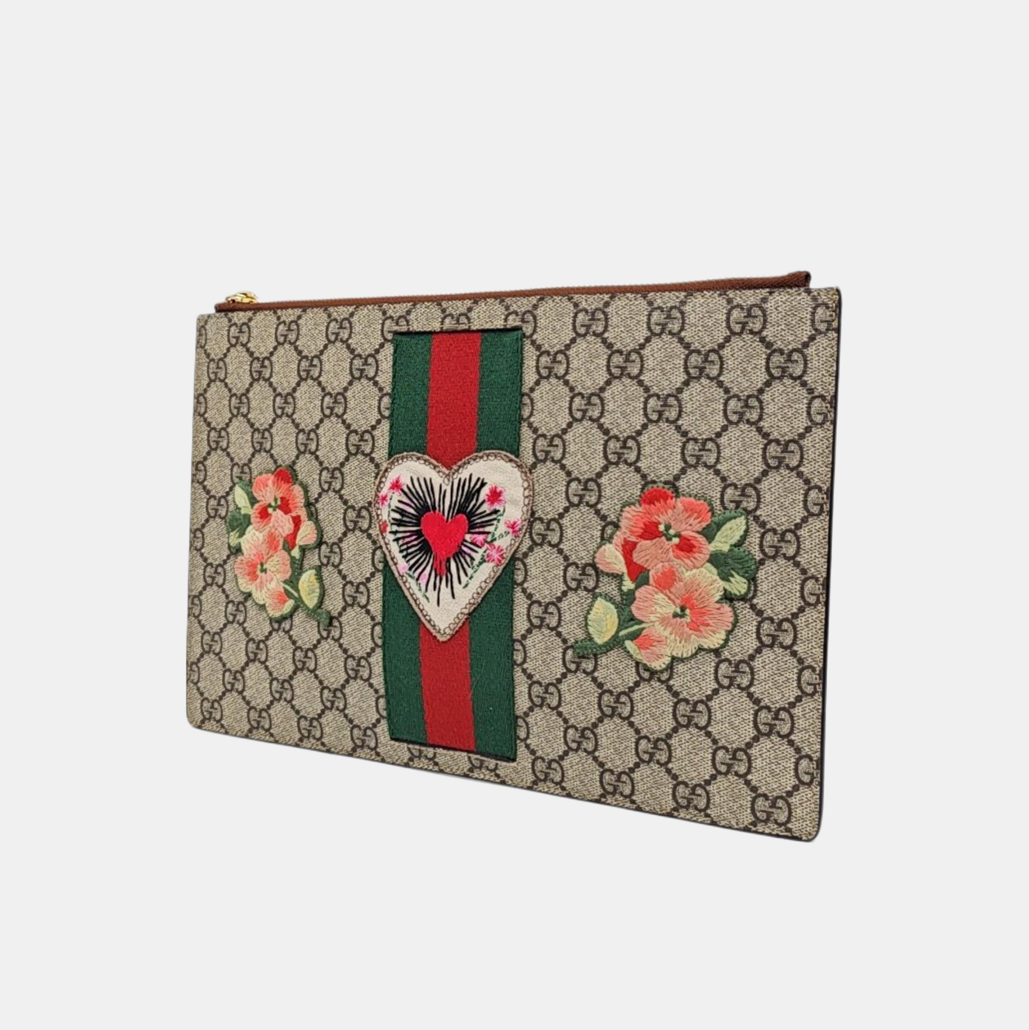 Monogram Coated Canvas Clutch Beige