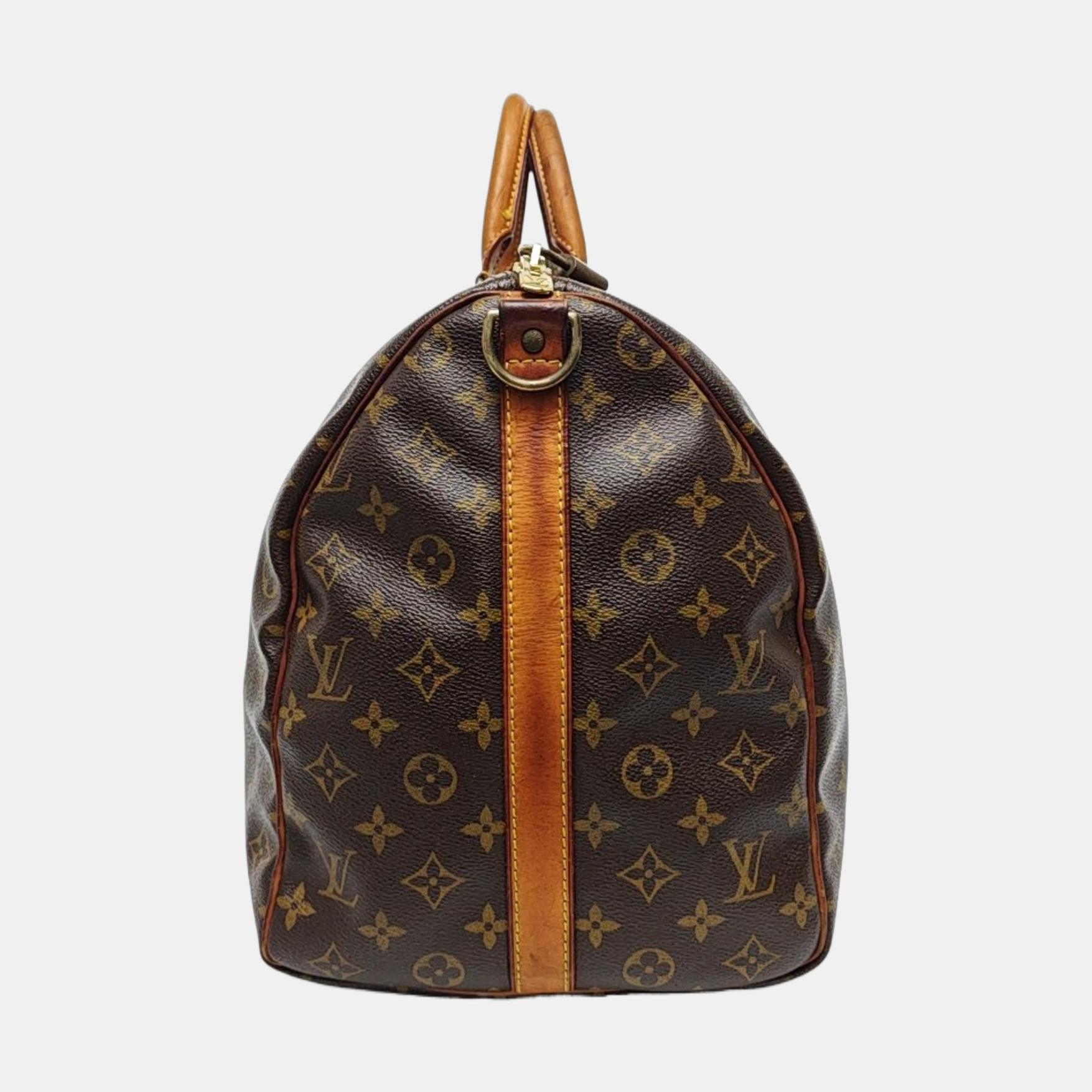 KEEPALL 50 Monogram Coated Canvas Brown