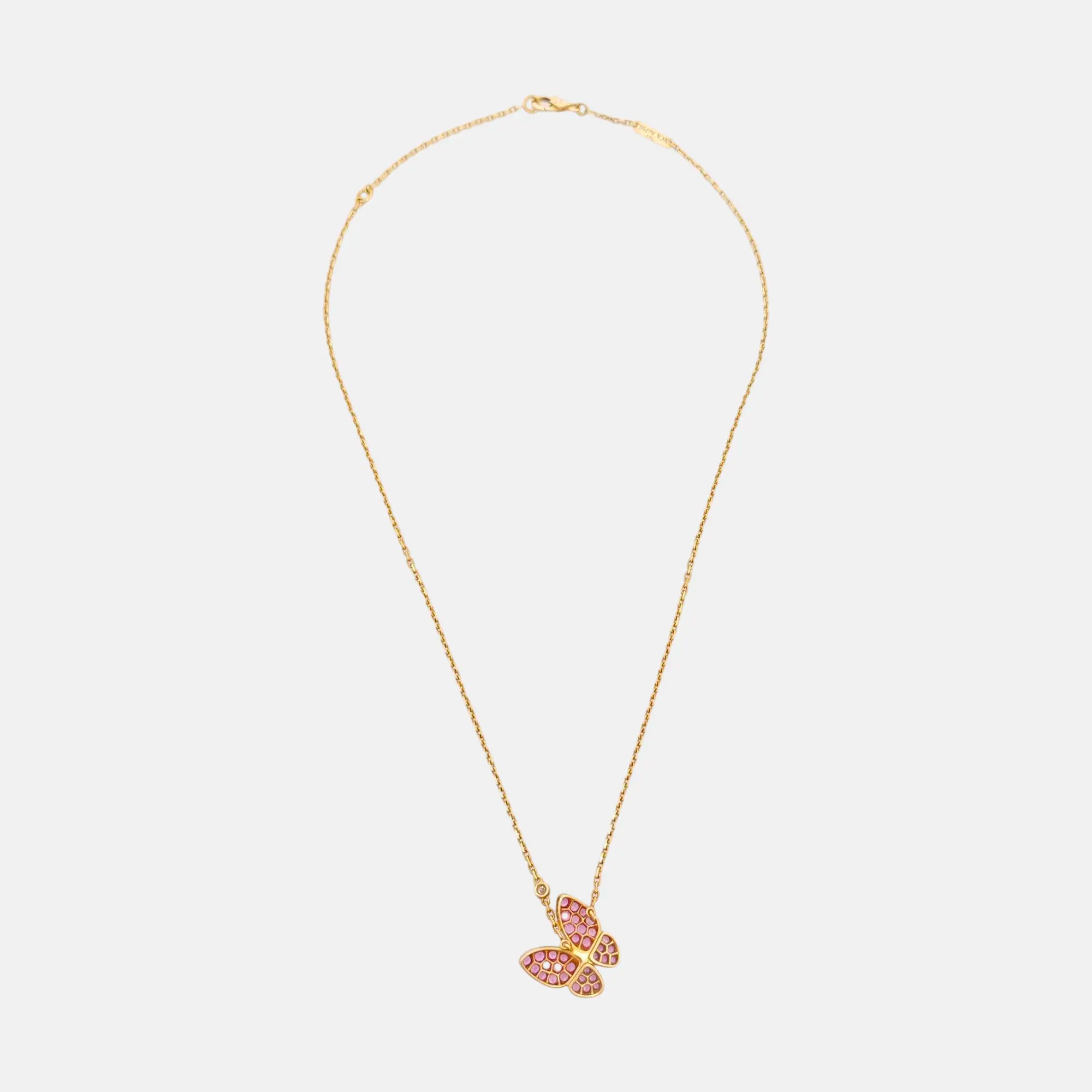 Two Butterfly 18k Rose Gold Necklace