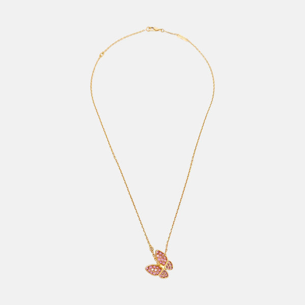 Two Butterfly 18k Rose Gold Necklace