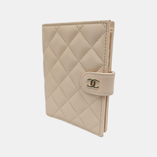 Quilted Grained Calfskin Wallet Pink