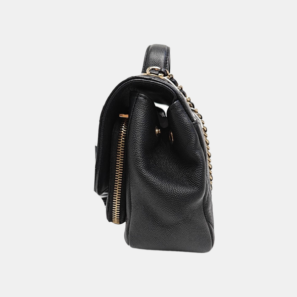 BUSINESS AFFINITY Small Quilted Grained Calfskin Black