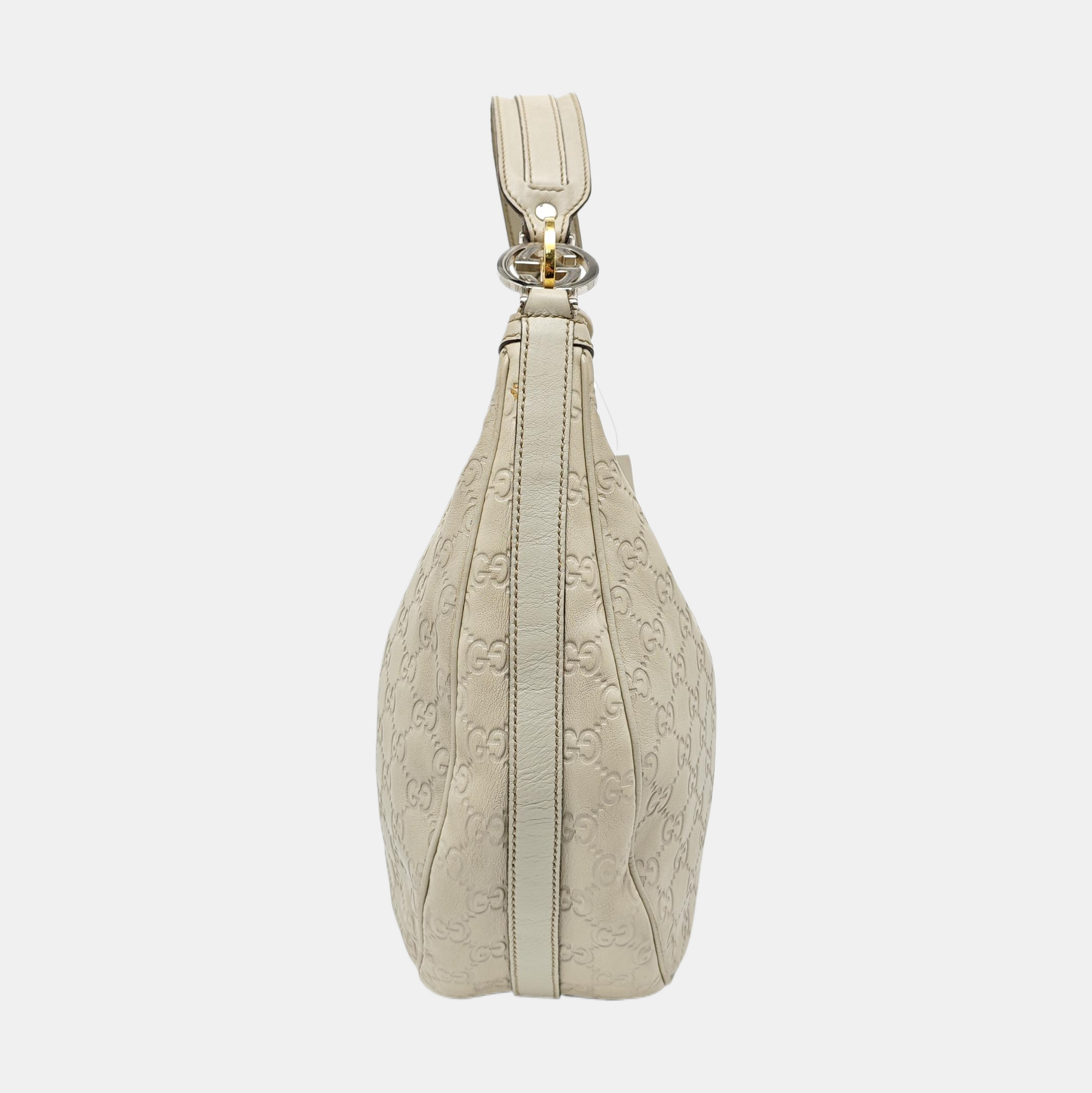 Monogram Leather Top Handle Bag Beige