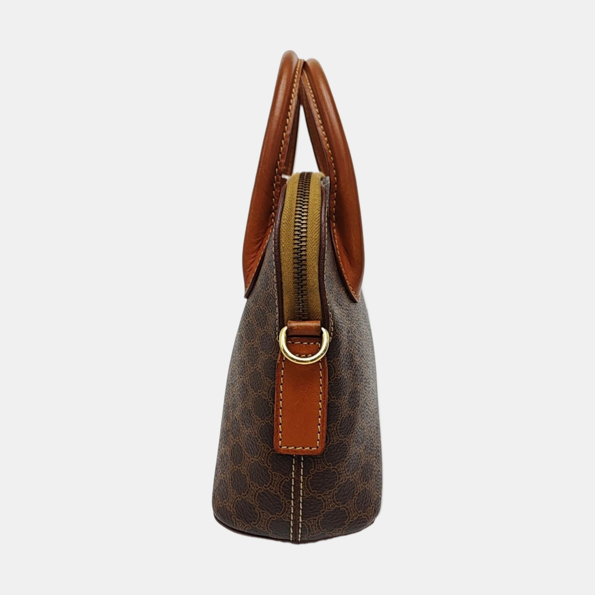 Coated Canvas Shoulder Bag Brown