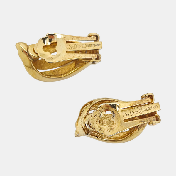 Twist Round Metal Gold Clip On Earrings