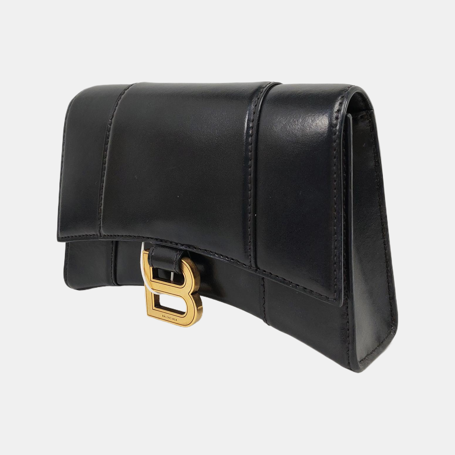 Hourglass Wallet On Chain Mini Calfskin Black