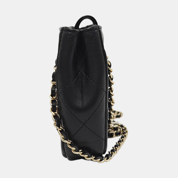 Quilted Lambskin Shoulder Bag Mini Black