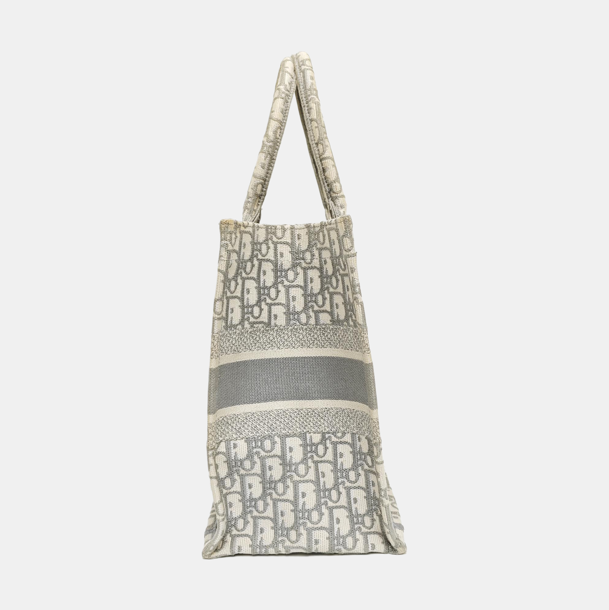 Book Tote Medium Oblique Canvas White