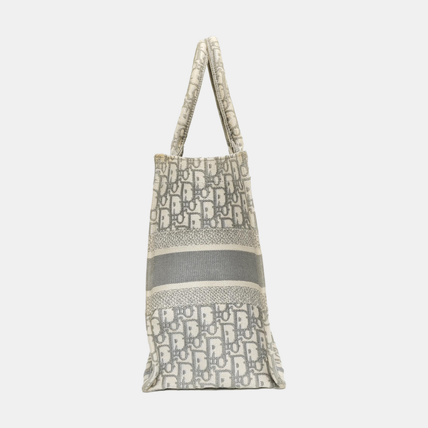 Book Tote Medium Oblique Canvas White