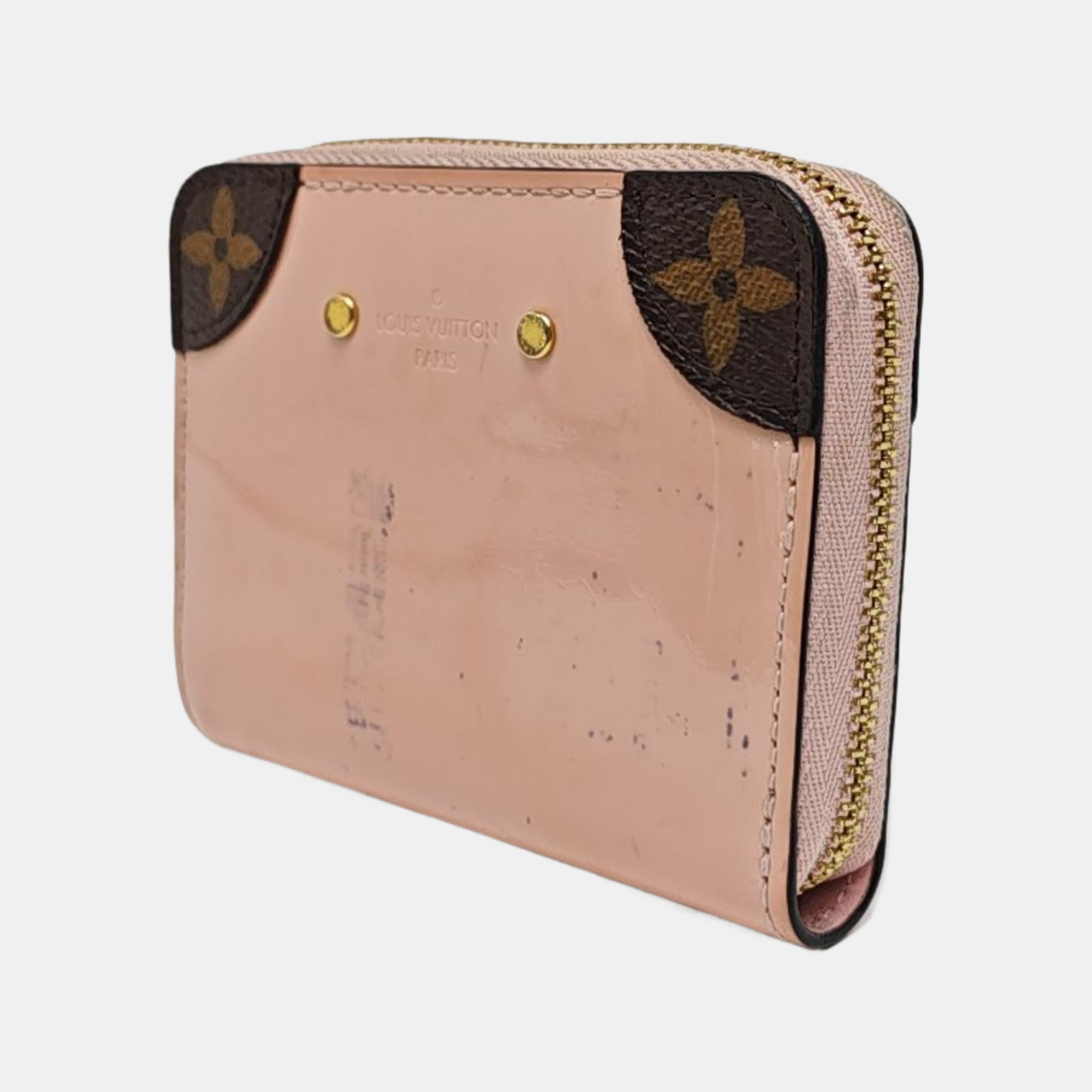 ZIPPY Monogram Patent Leather Pink Wallet
