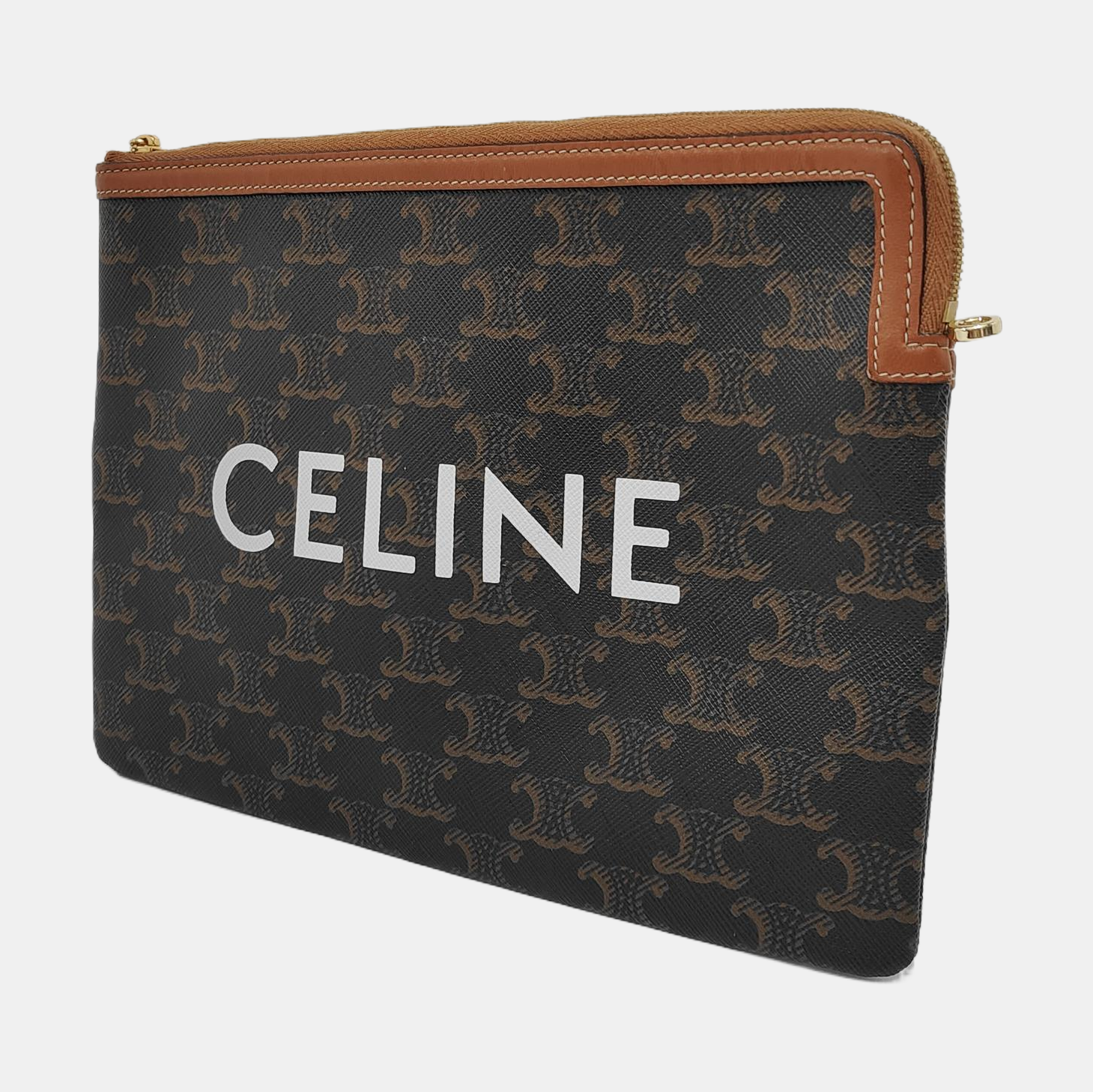 Authenticated pre-owned  TRIOMPHE Small Coated Canvas Brown - Clutch at Looply